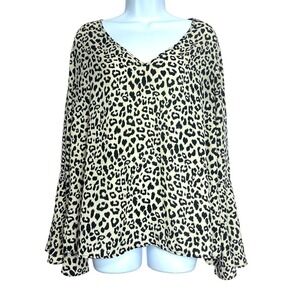 Krazy Kat Bell Sleeve Blouse Top Womens XL Feminine Quiet Luxury Boho Chic